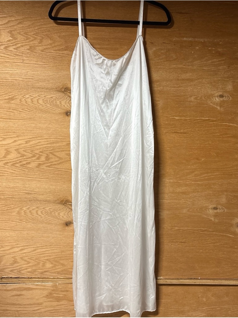 Wondermaid Vintage White Satin Slip Dress - Classic Sleeveless Nightwear